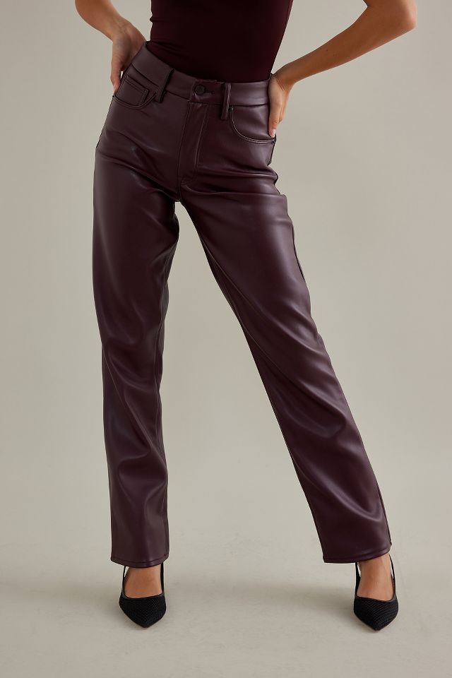 Good American Women's Good Icon Faux Leather Pants - Malbec - Size 18