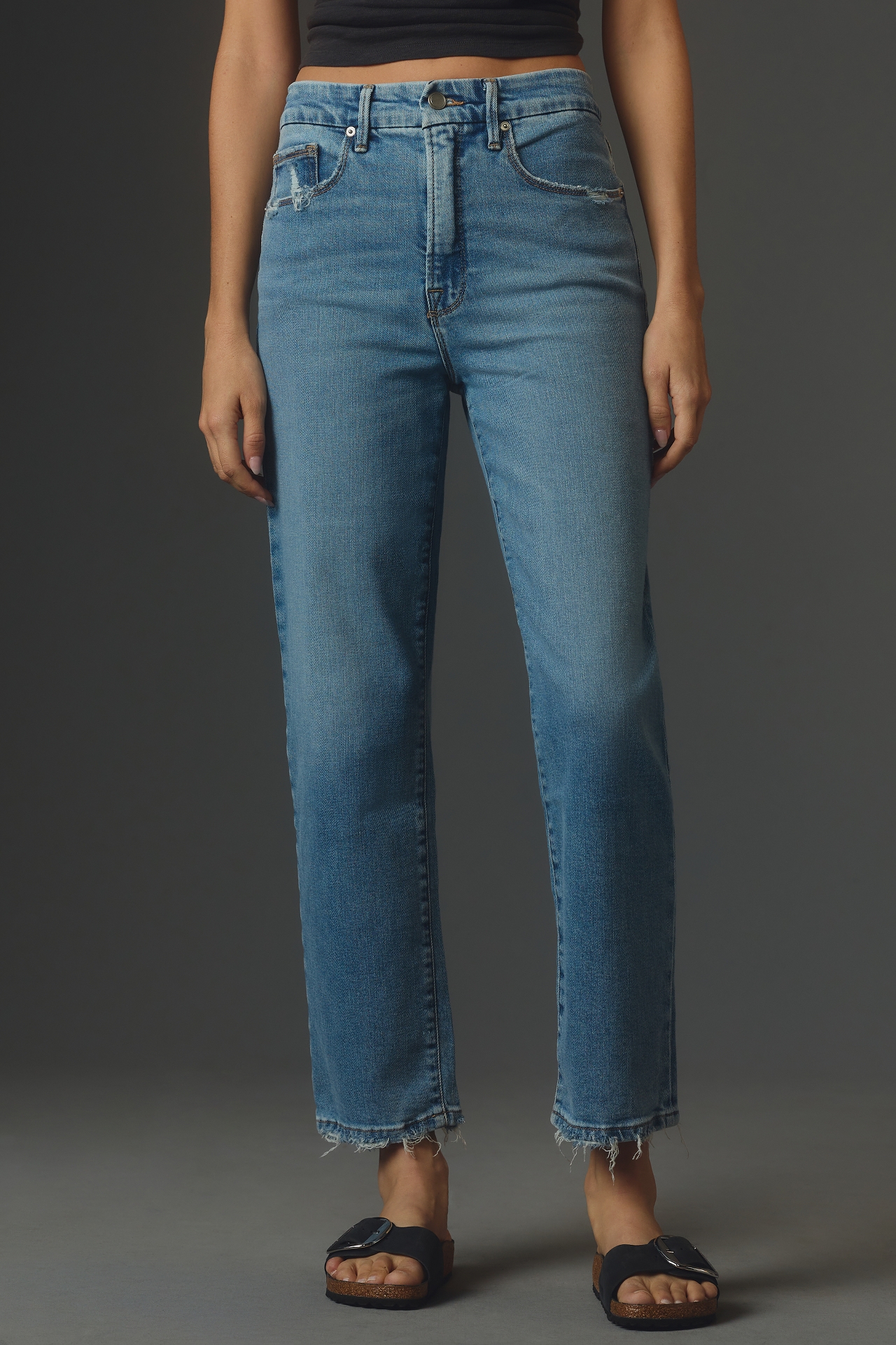 Good American Boy High-Rise Straight-Leg Jeans