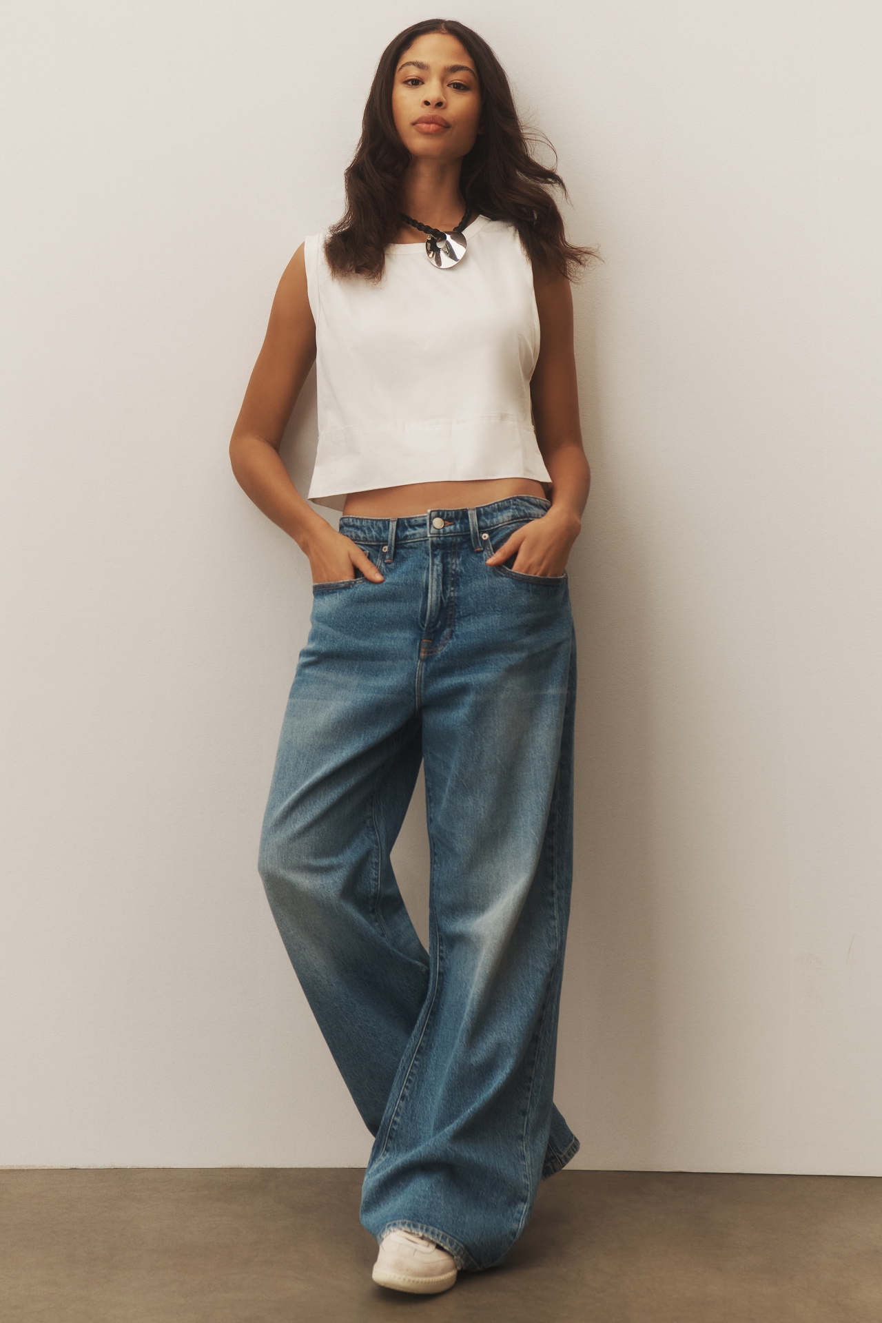 Good American Ease High-Rise Wide-Leg Jeans