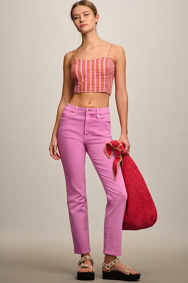 Good American Good Straight High-rise Jeans In Pink