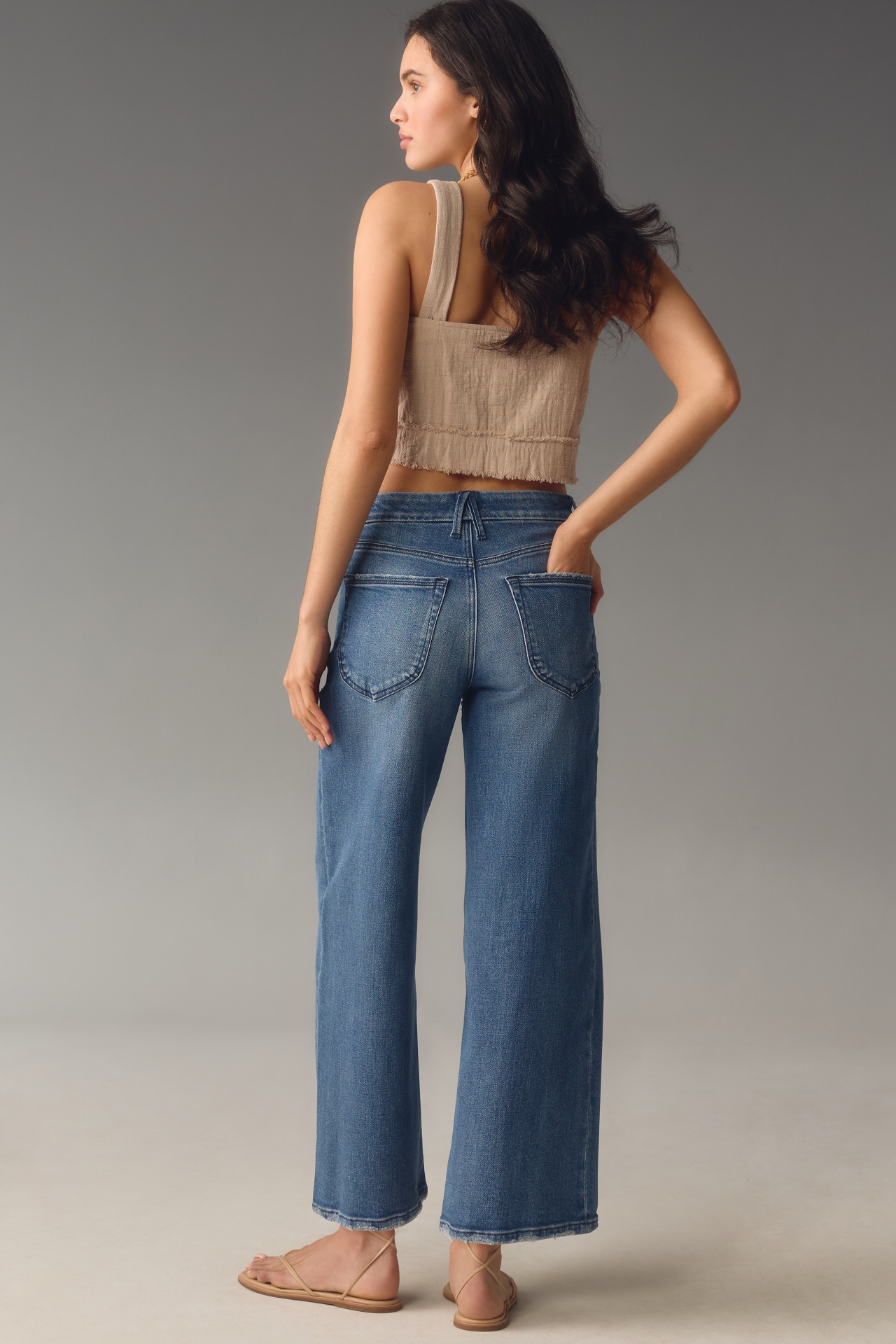 Good American Waist High-Rise Palazzo Crop Wide-Leg Jeans