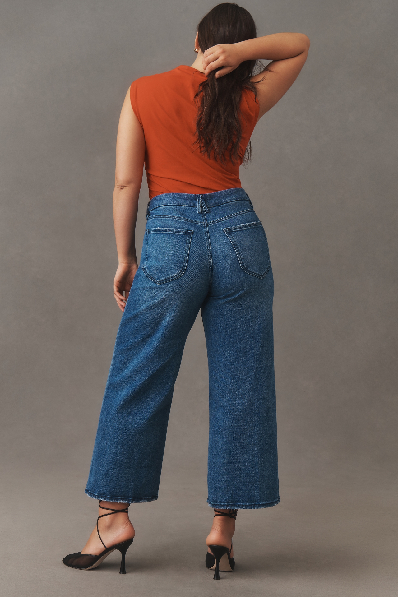 Good American Waist High-Rise Palazzo Crop Wide-Leg Jeans