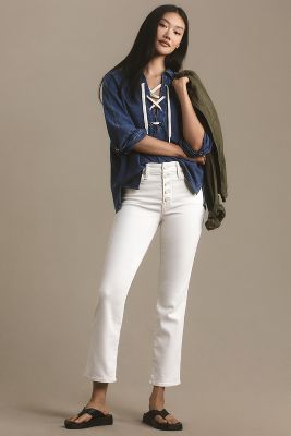 Shop Good American Good Legs Straight High-rise Jeans In White