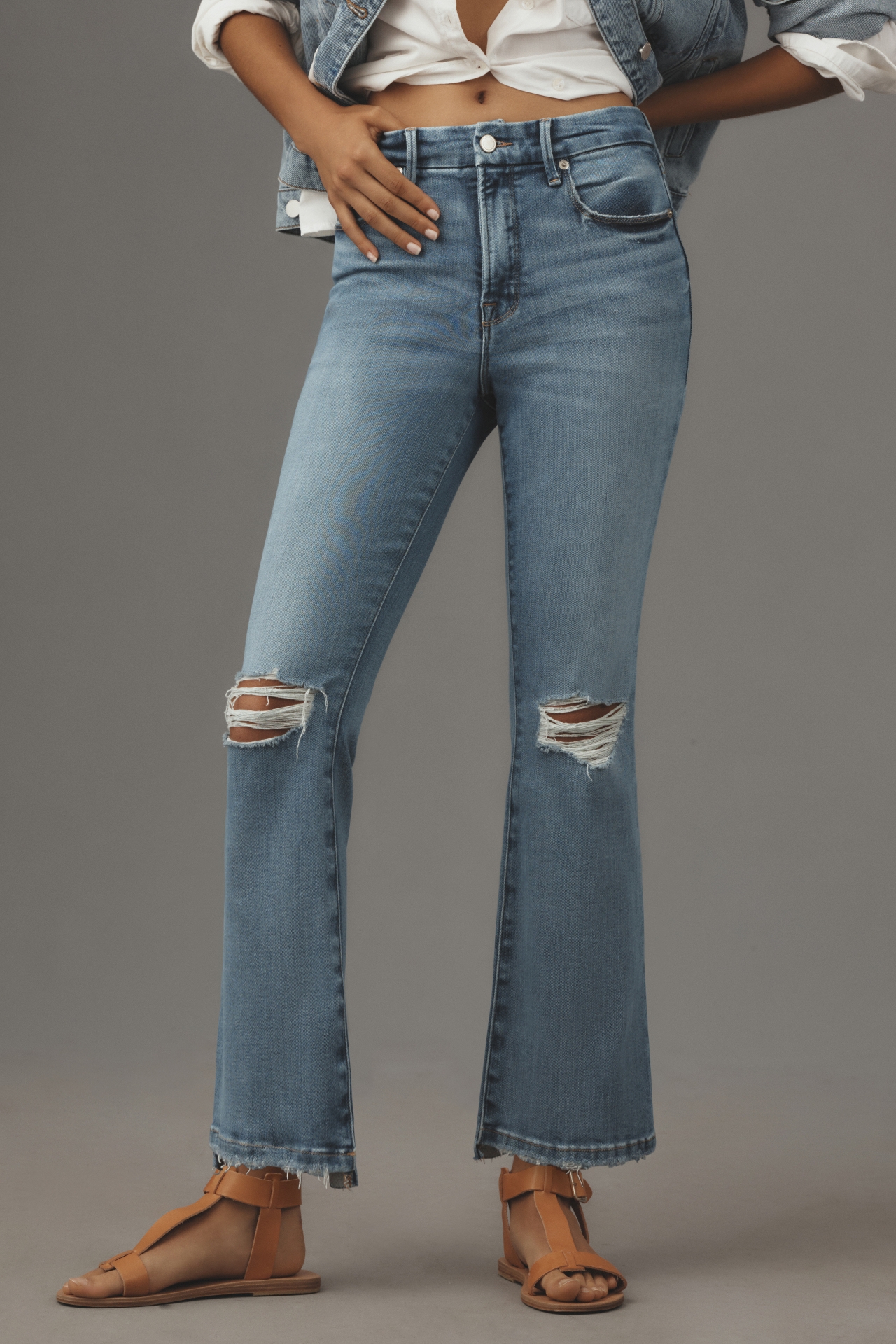 Good American Legs Crop Mid-Rise Mini Bootcut Jeans