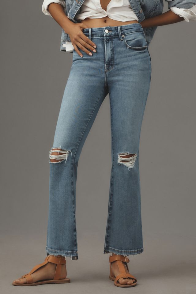 Good American Good Legs Mid-Rise Crop Mini Bootcut Jeans #1
