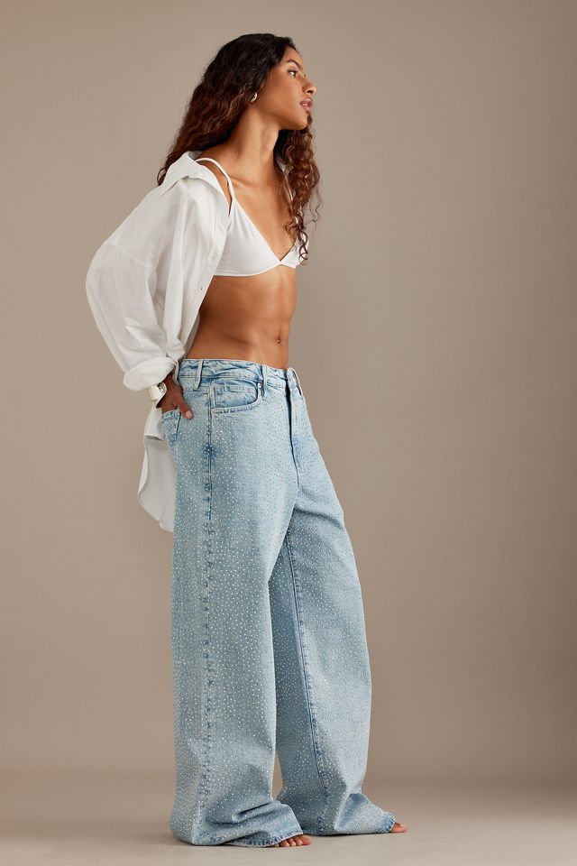 Good American Good Ease Rhinestone Mid-Rise Relaxed Jeans #2