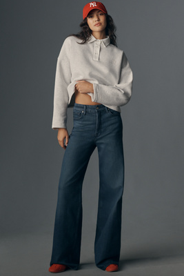 Shop Good American Good Skate High-rise Wide-leg Jeans In Blue