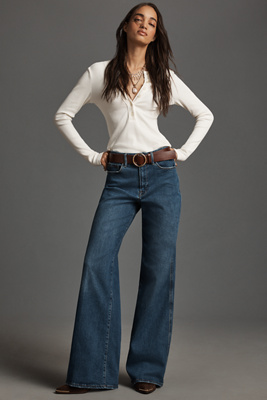 Shop Good American Good Skate High-rise Wide-leg Jeans In Blue