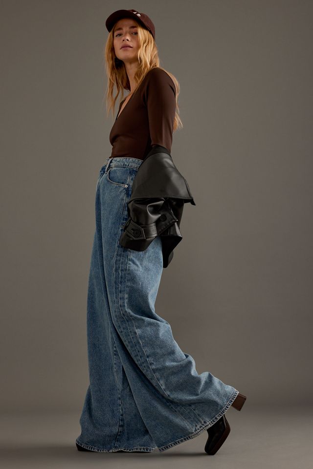 Good American Paneled Wide-Leg Jeans #4