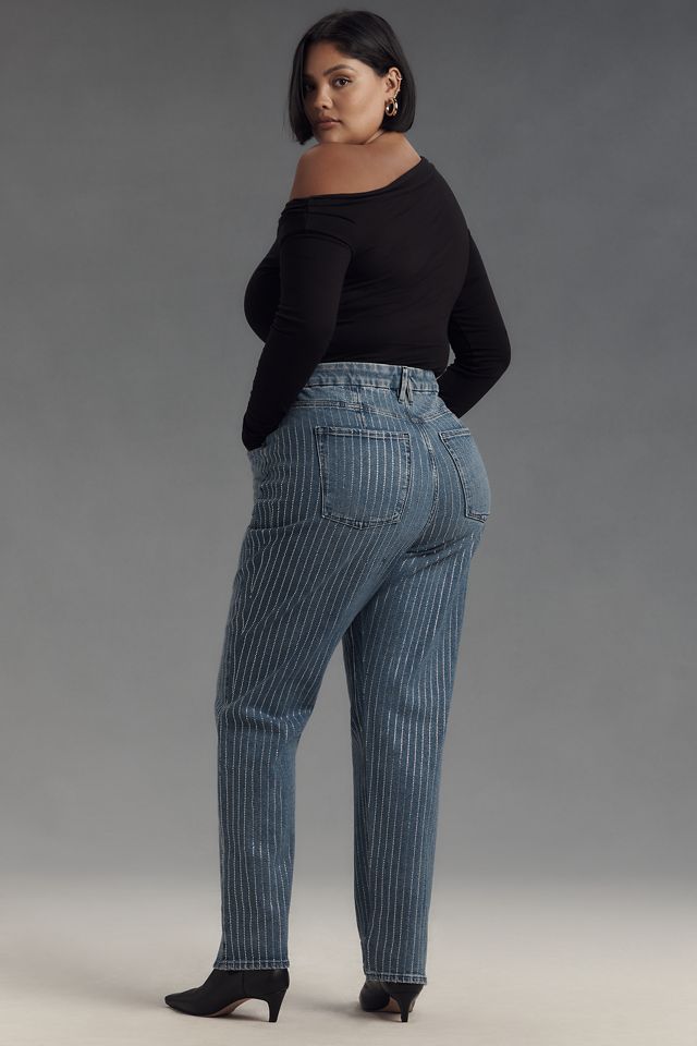 Good American Good Icon Rhinestone High-Rise Straight-Leg Jeans #8