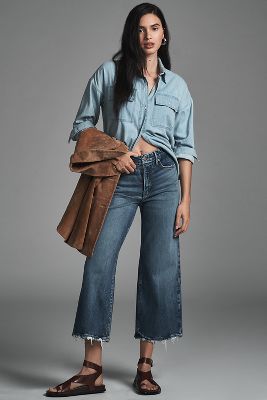 GOOD AMERICAN SOFT-TECH GOOD WAIST CROP PALAZZO JEANS 