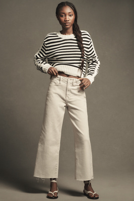 Good American Soft-tech Good Waist Crop Palazzo Jeans In Beige