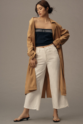 Good American Good Waist High-rise Cropped Palazzo Jeans In White