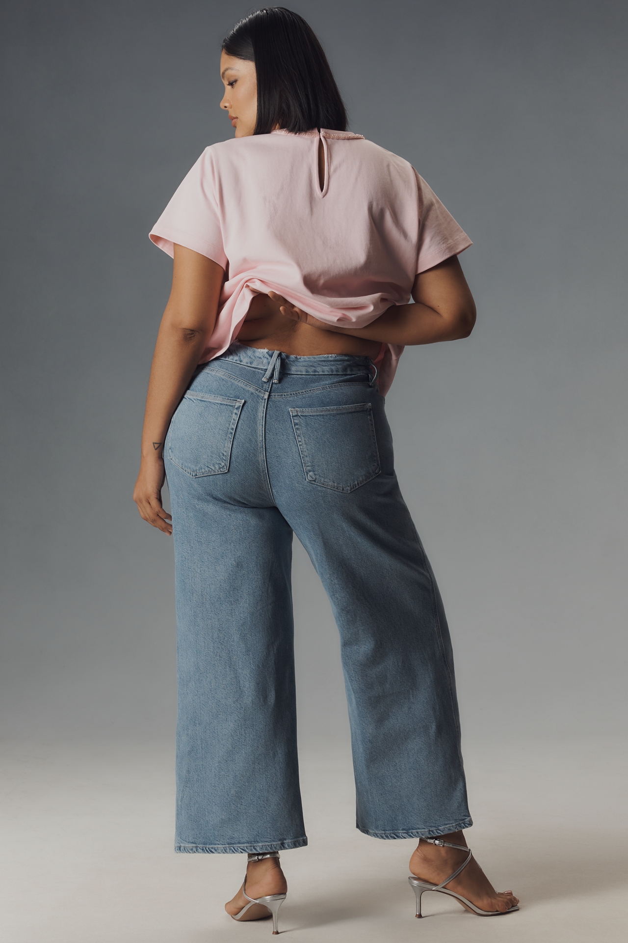 Good American Skate Soft-Tech High-Rise Crop Wide-Leg Jeans