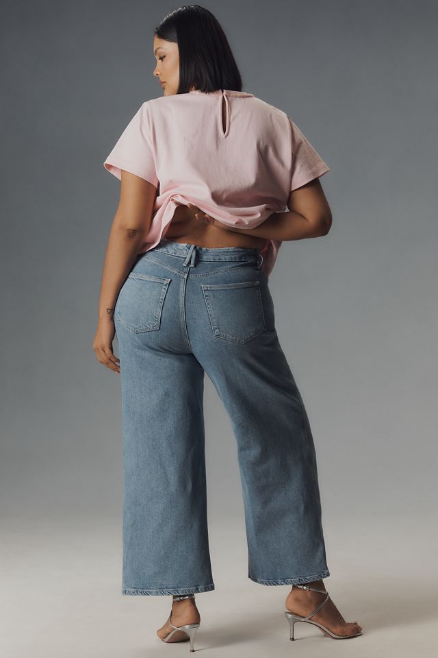 Good American Good Skate Soft-Tech High-Rise Crop Wide-Leg Jeans #7