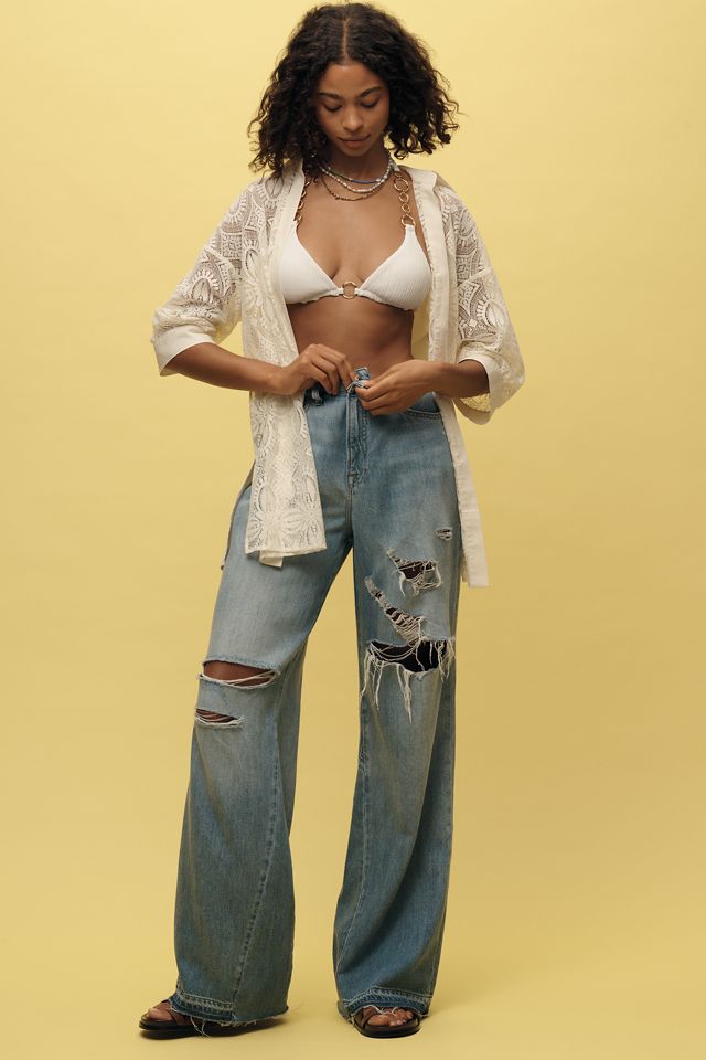 Good American Good Ease High-Rise Wide-Leg Jeans