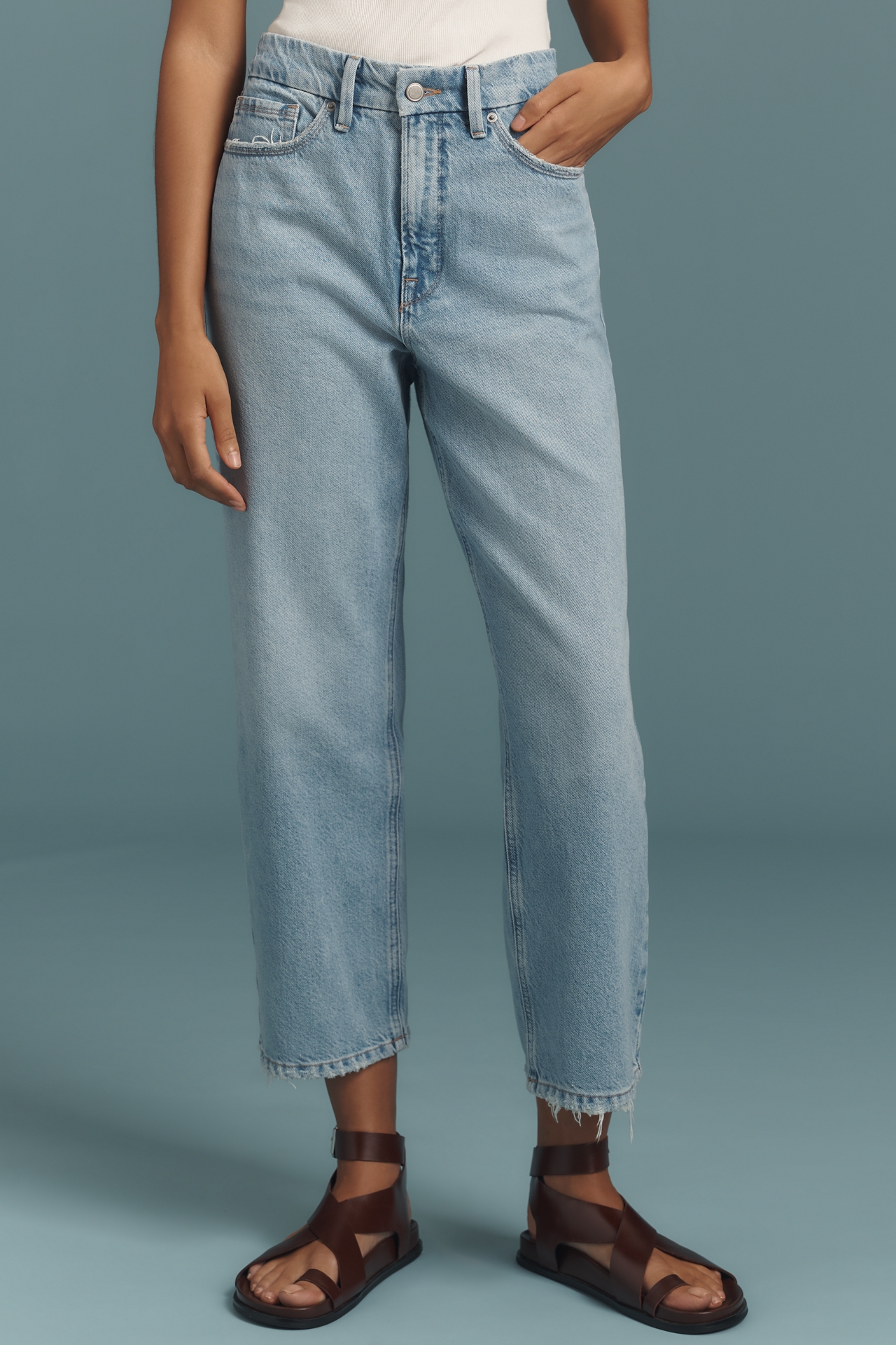 Good American 90's Mid-Rise Crop Straight-Leg Jeans