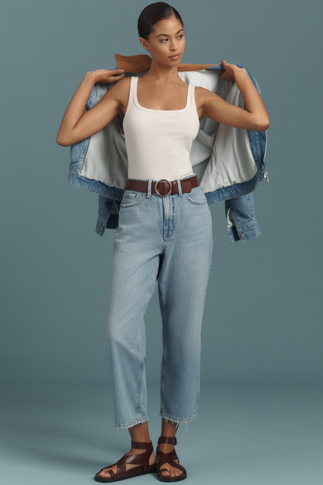 Good American 90's Mid-Rise Crop Straight-Leg Jeans