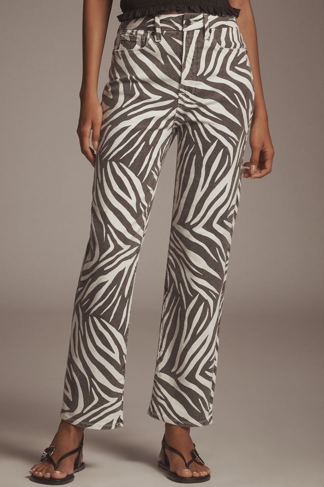Good American Good Icon High-Rise Straight-Leg Zebra Jeans #1