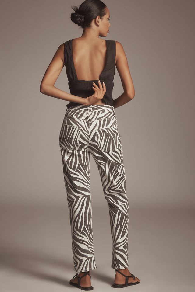 Good American Good Icon High-Rise Straight-Leg Zebra Jeans #3