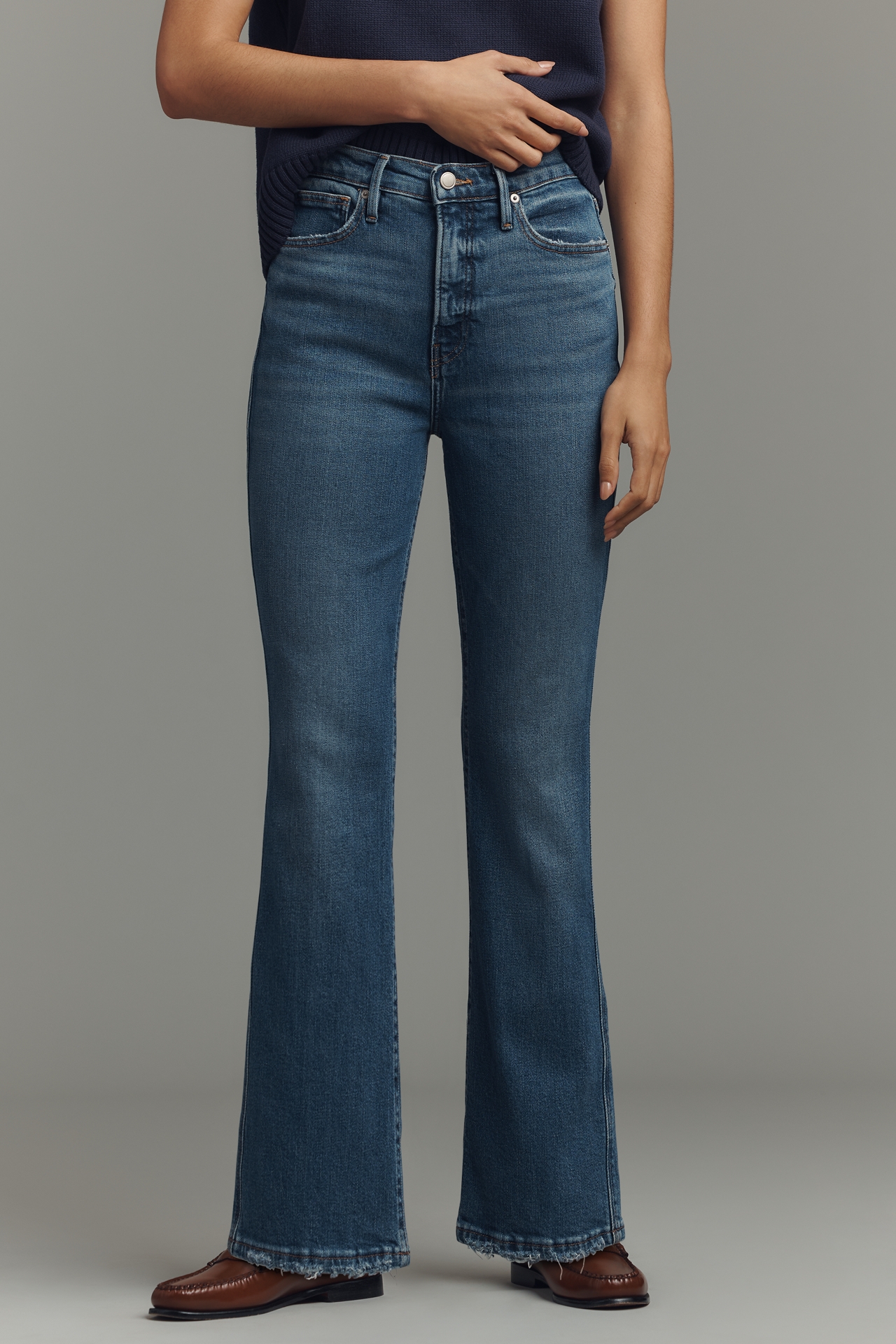 Good American Standard High-Rise Kick-Flare Jeans