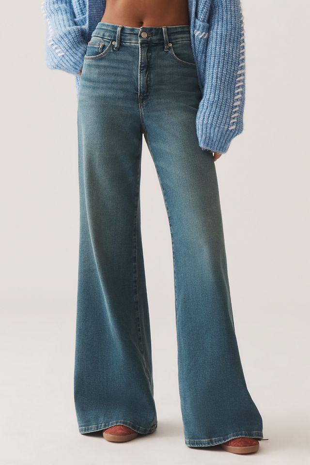 Good American Soft Tech Good Waist High-Rise Palazzo Jeans #1