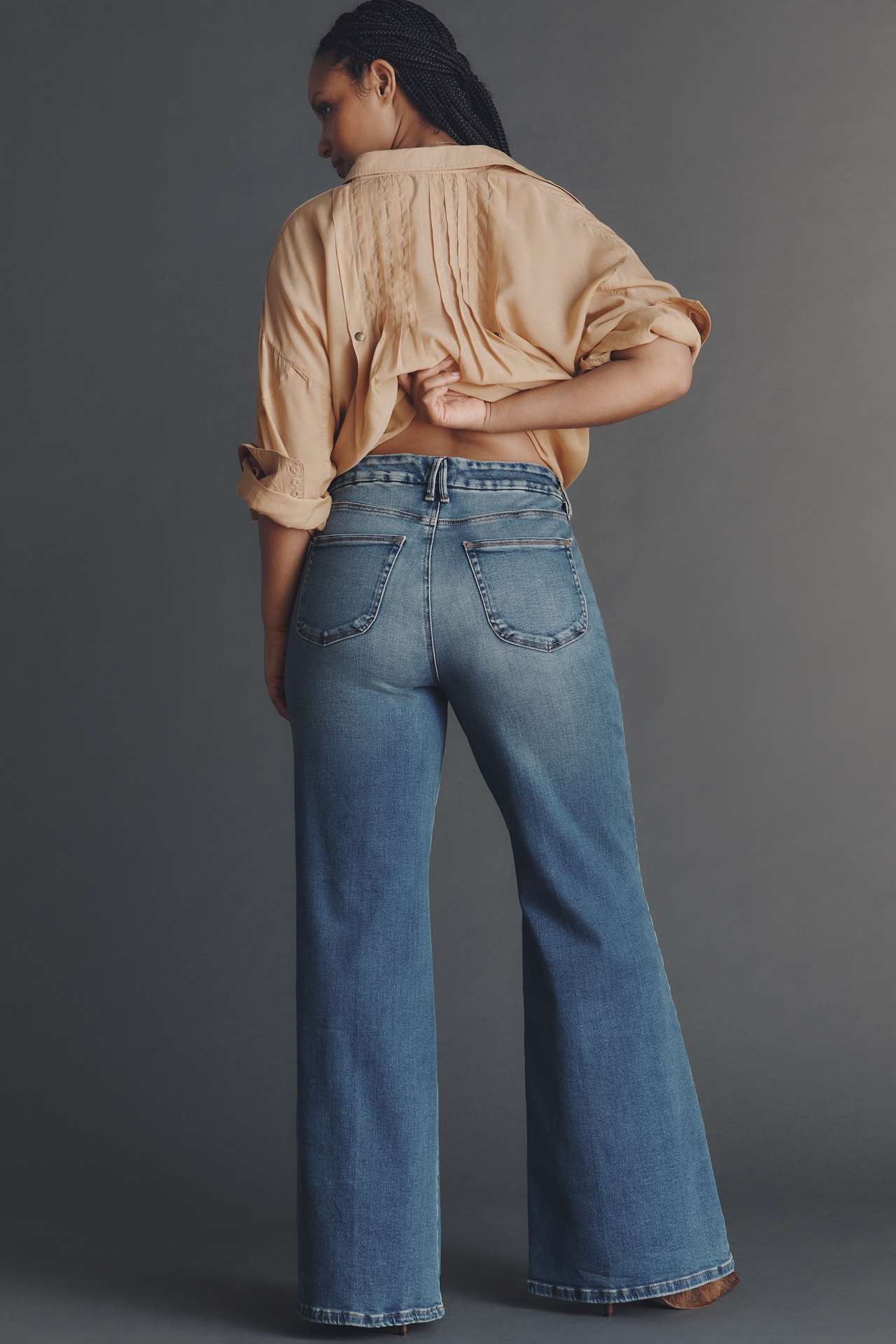 Good American Soft Tech Waist High-Rise Palazzo Jeans