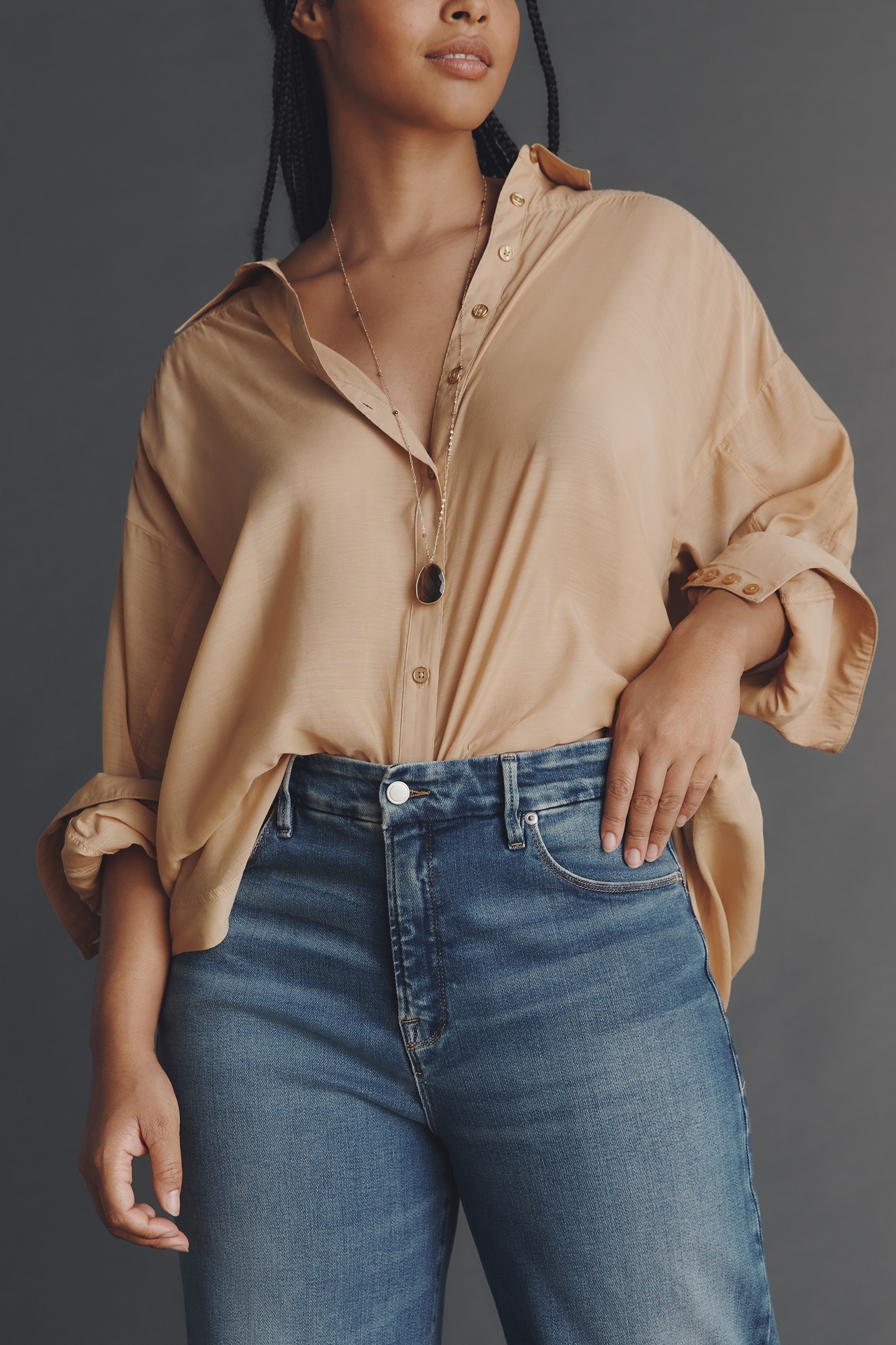 Good American Soft Tech Waist High-Rise Palazzo Jeans