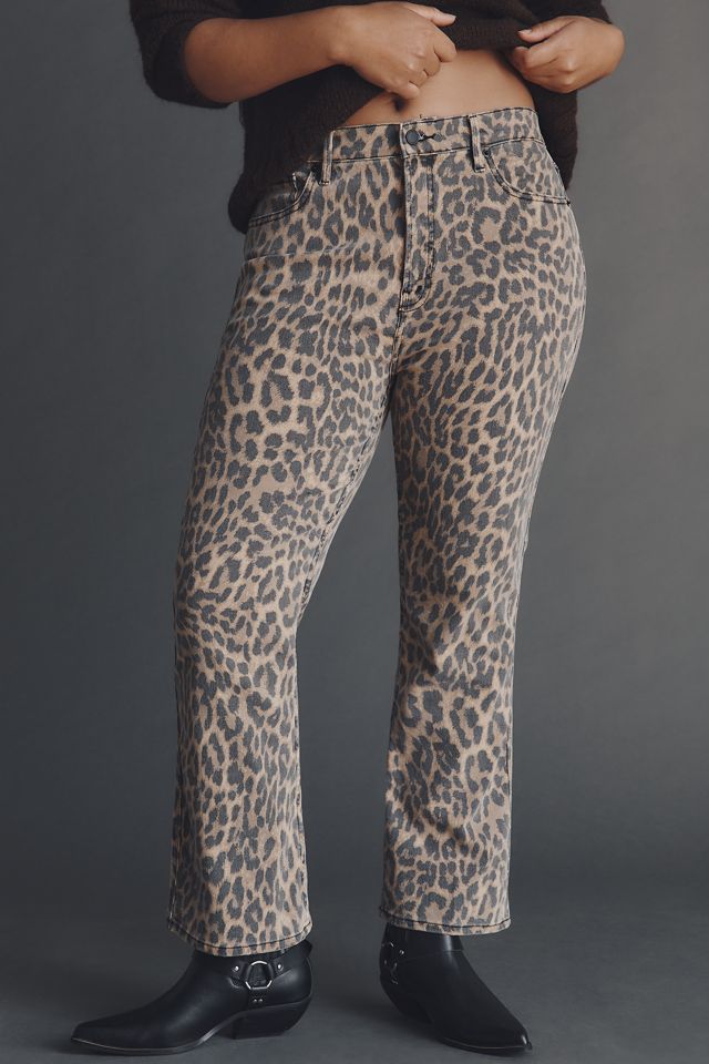 Good American Good Standard High-Rise Leopard Kick-Flare Jeans #4