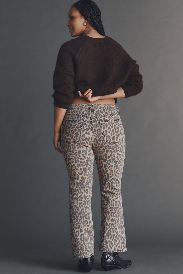 Good American Good Standard High-Rise Leopard Kick-Flare Jeans #5
