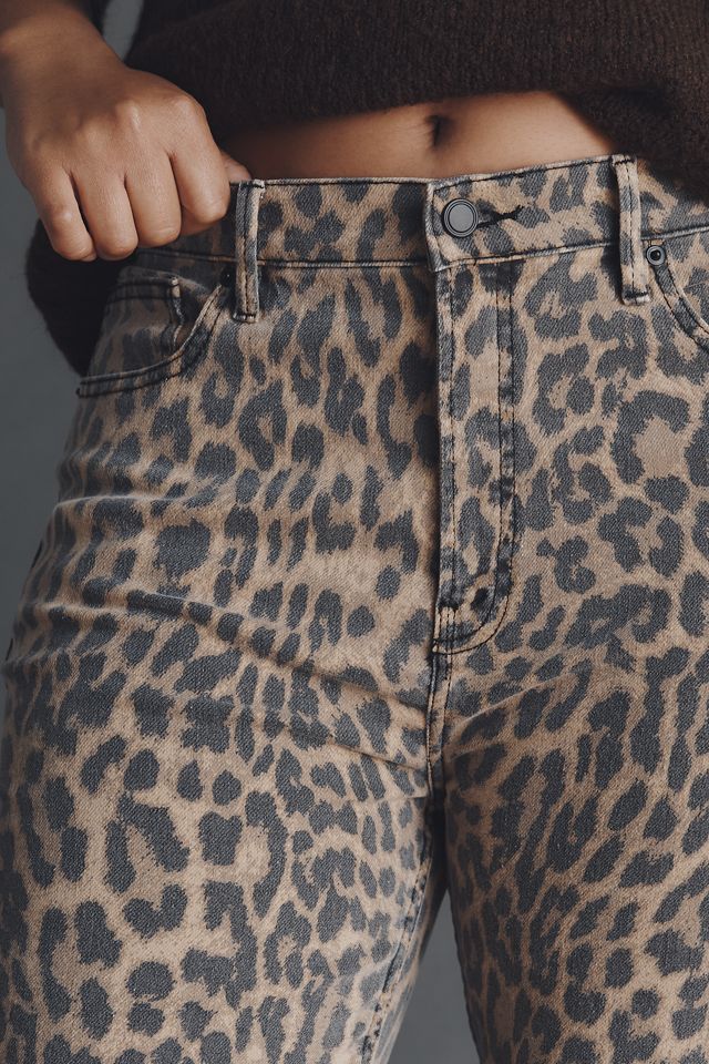 Good American Good Standard High-Rise Leopard Kick-Flare Jeans #6