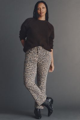 Good American Good Standard High-Rise Leopard Kick-Flare Jeans