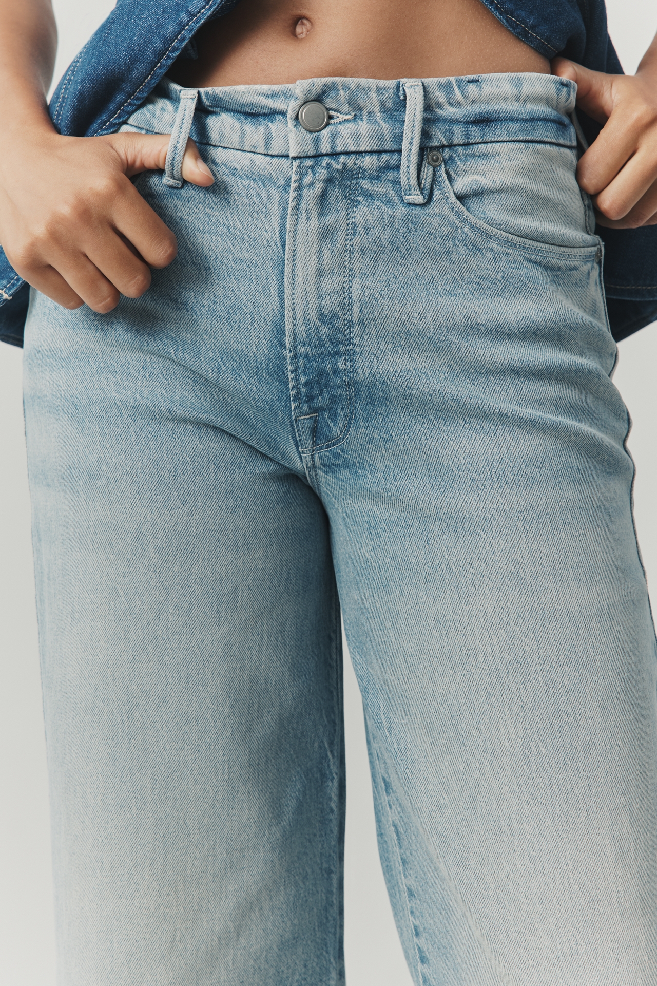 Good American Waist High-Rise Crop Palazzo Jeans