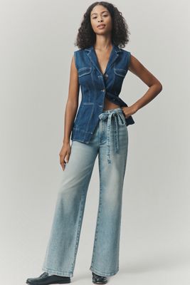 Good American Good Waist High-Rise Crop Palazzo Jeans