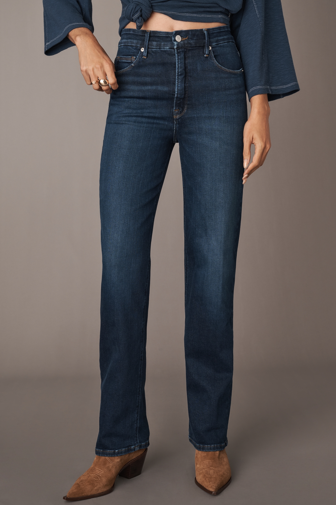 Good American Soft Tech True High-Rise Straight-Leg Jeans