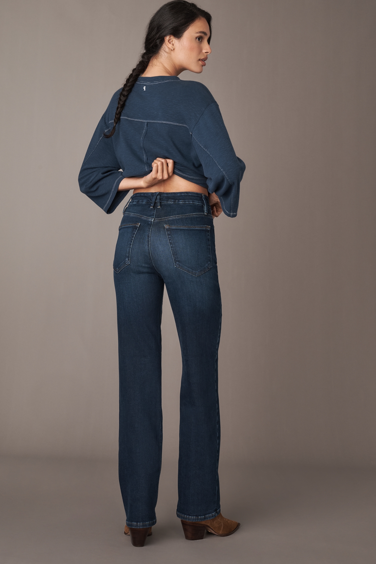 Good American Soft Tech True High-Rise Straight-Leg Jeans