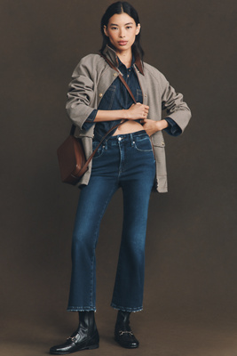 Good American Soft Tech Good Legs Crop Bootcut Jeans In Blue