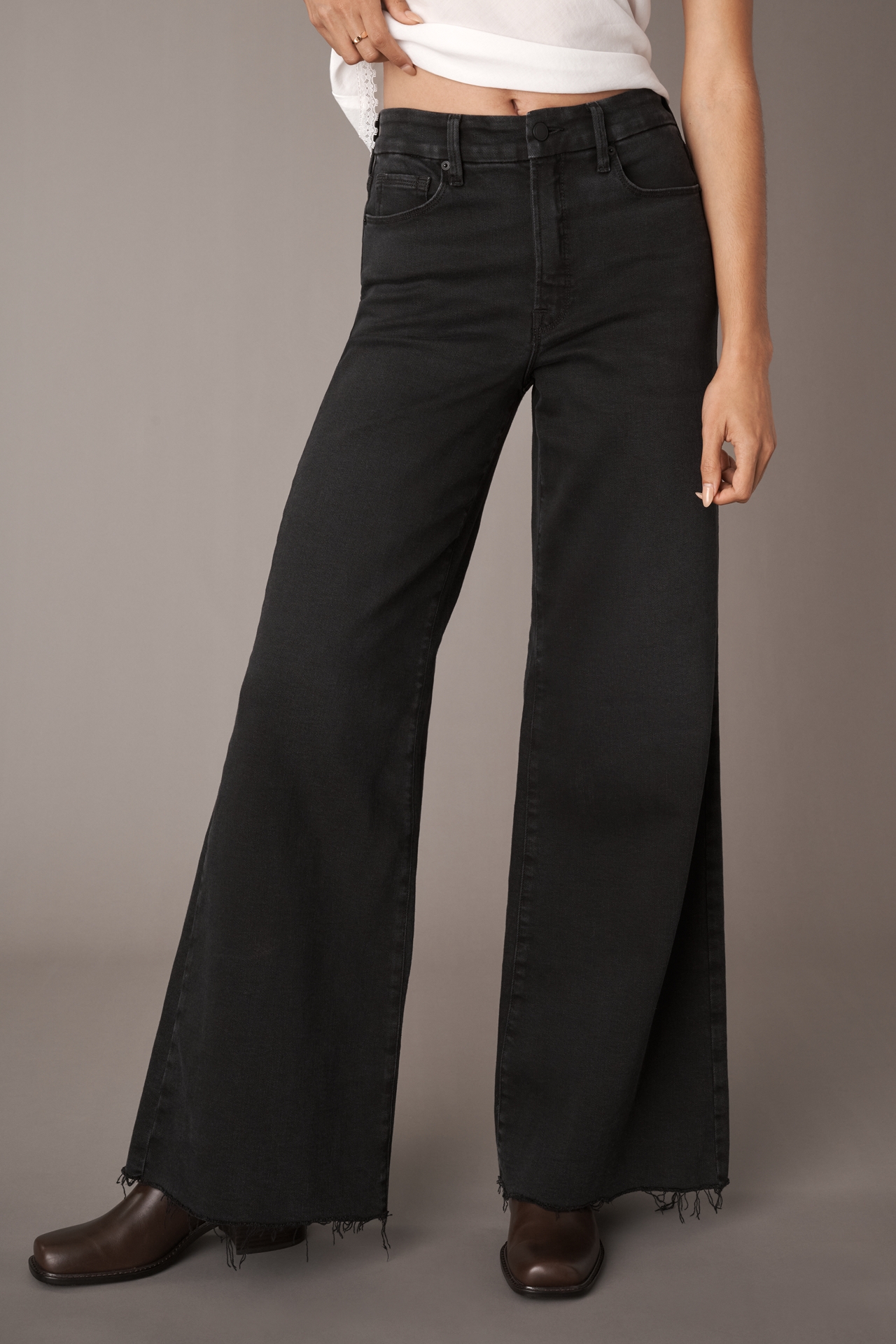 Good American Soft Tech Waist Palazzo Jeans