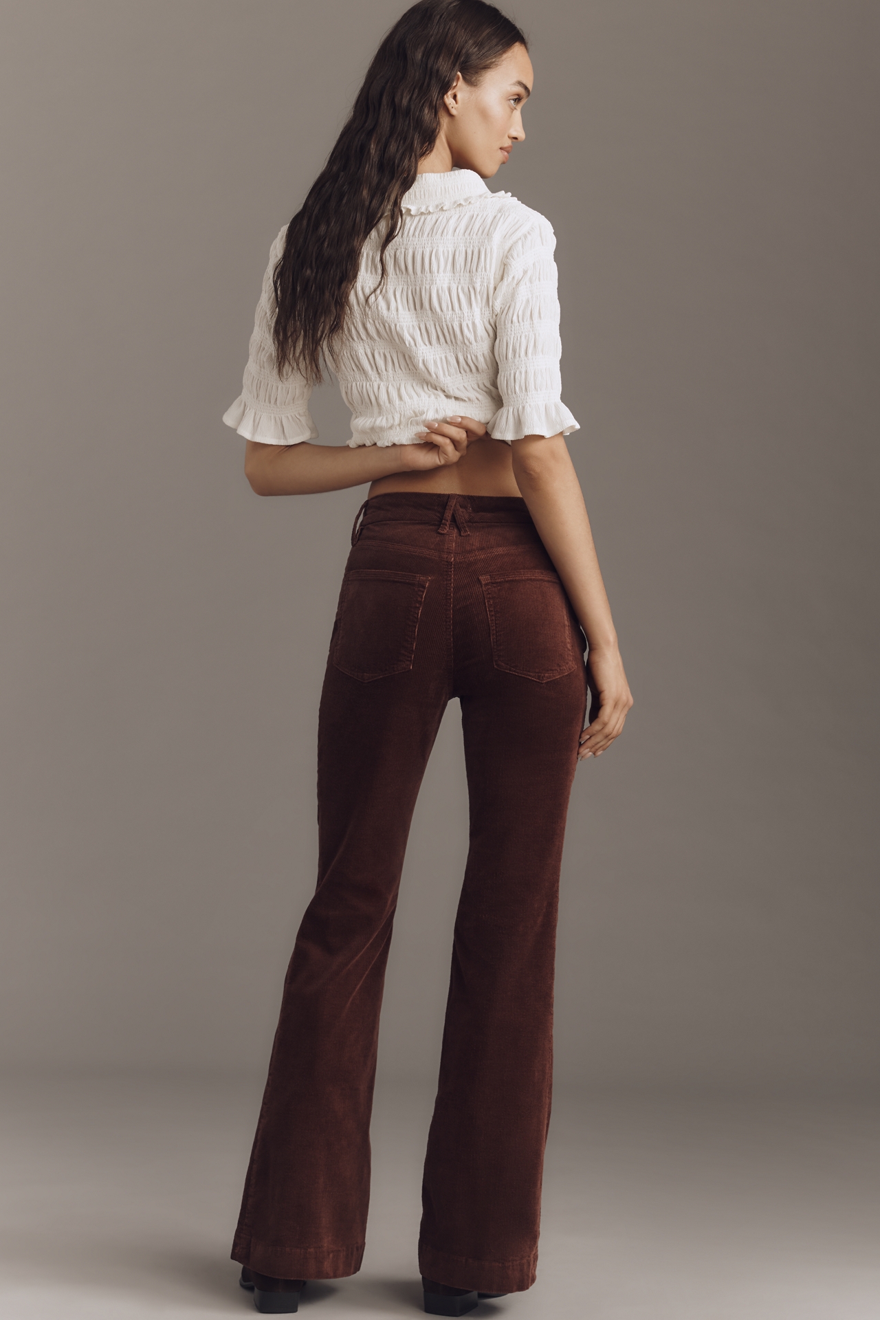 Good American Legs Corduroy Mid-Rise Flare Jeans