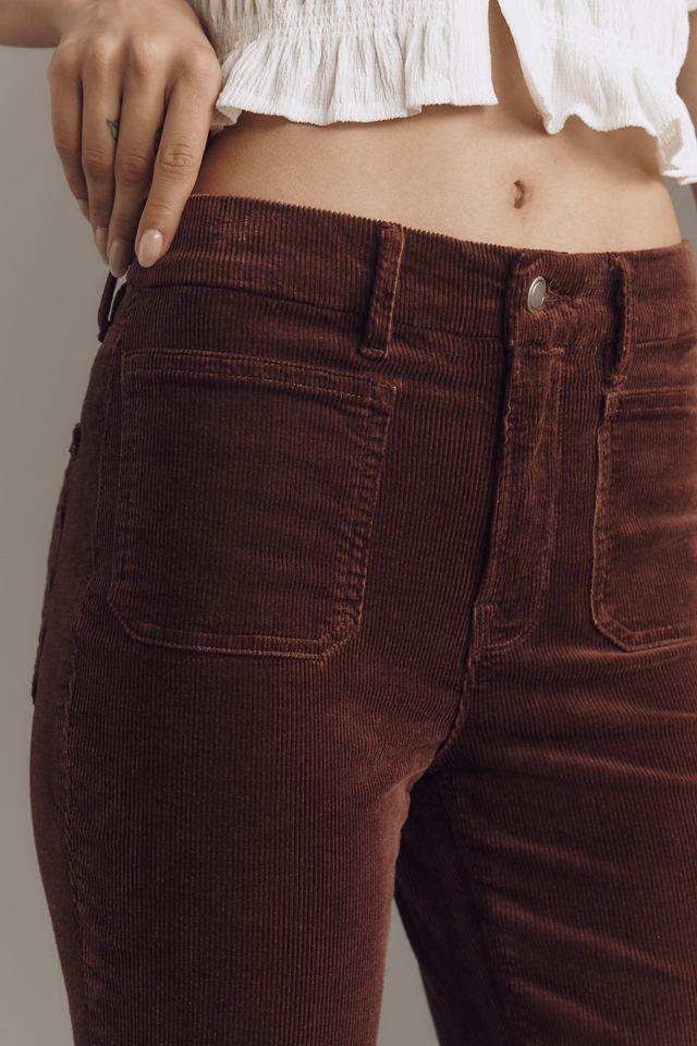 Good American Good Legs Corduroy Mid-Rise Flare Jeans #3