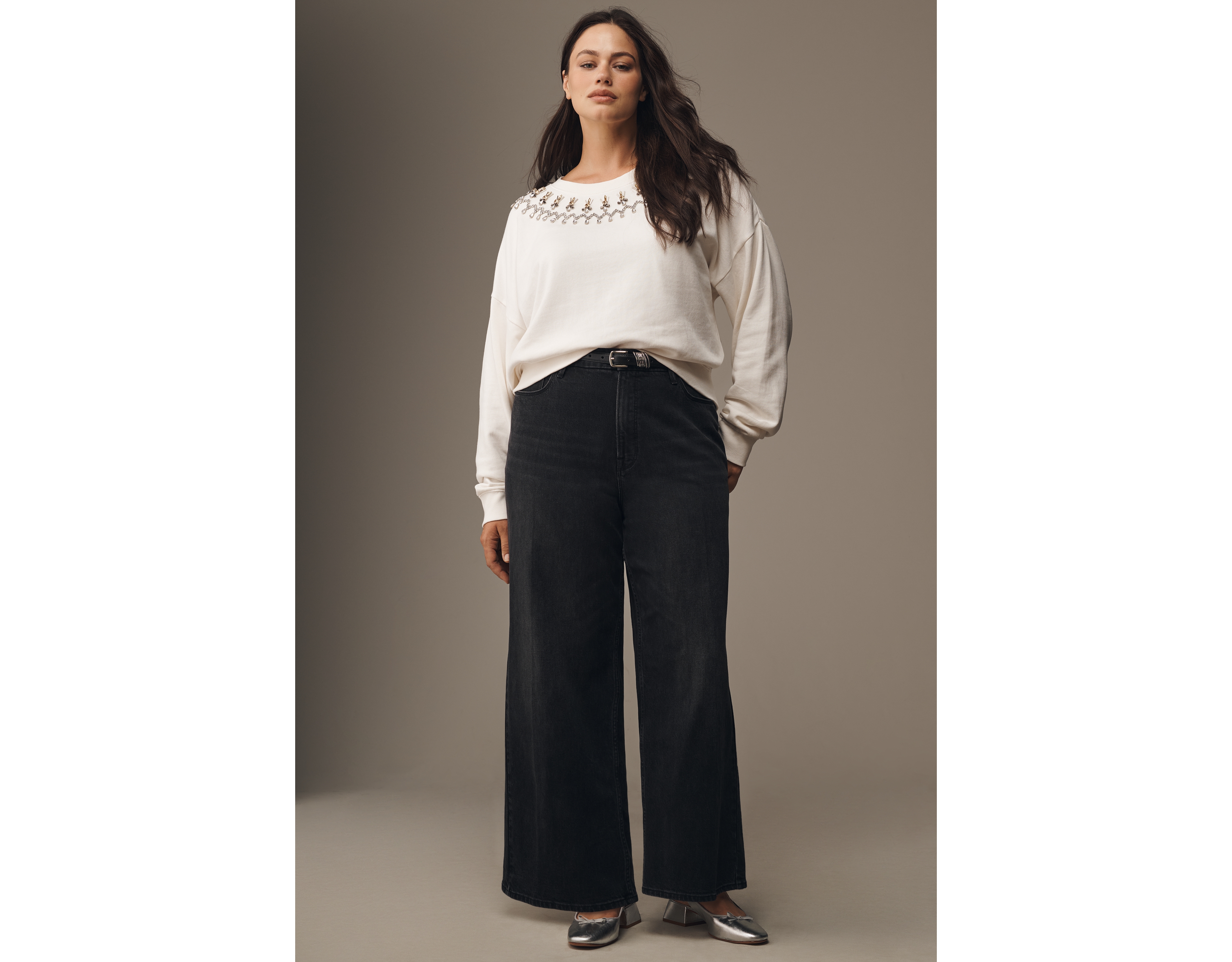 Good American Skate High Rise Crop Wide Leg Jeans