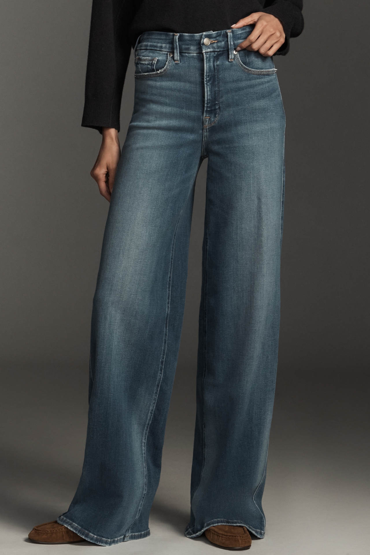 Good American Soft Tech Skate Wide-Leg Jeans