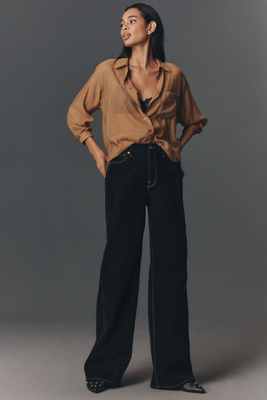 Good American Good Skate Velvet High-rise Wide-leg Jeans In Animal Print