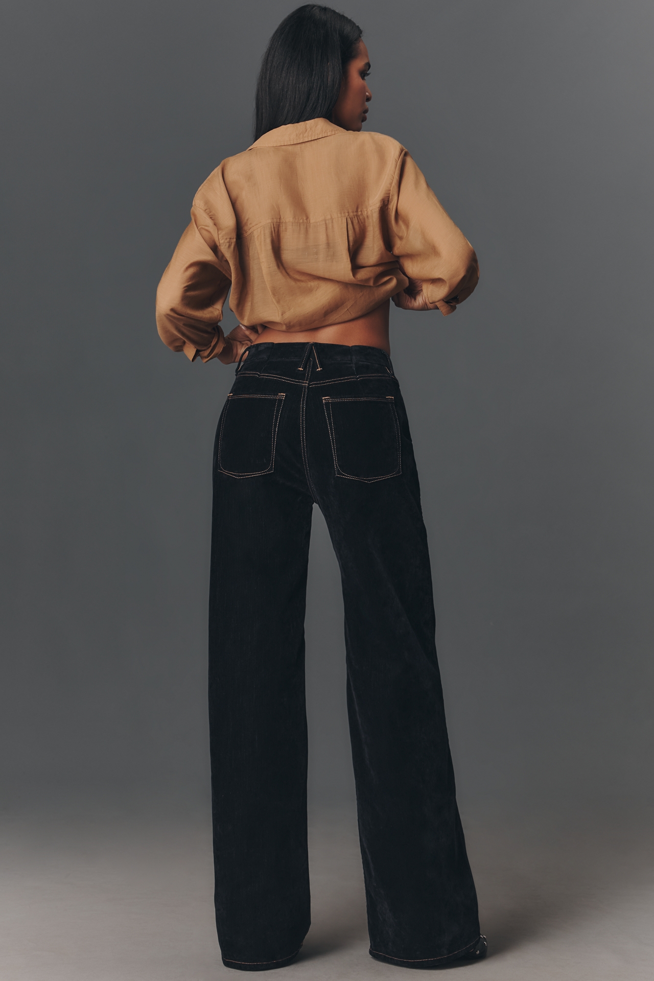 Good American Skate Velvet High-Rise Wide-Leg Jeans