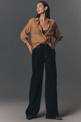 Good American Good Skate Velvet High-Rise Wide-Leg Jeans