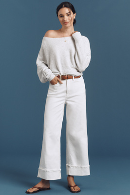 Good American Soft Tech Crop Straight-leg Jeans In White