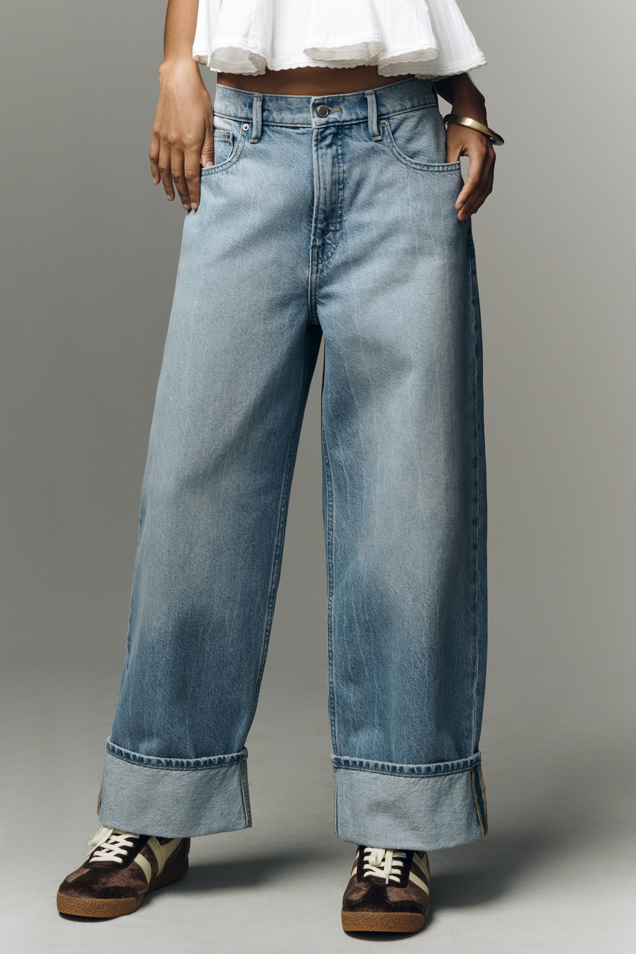 Good American Standard Baggy Cuffed Jeans