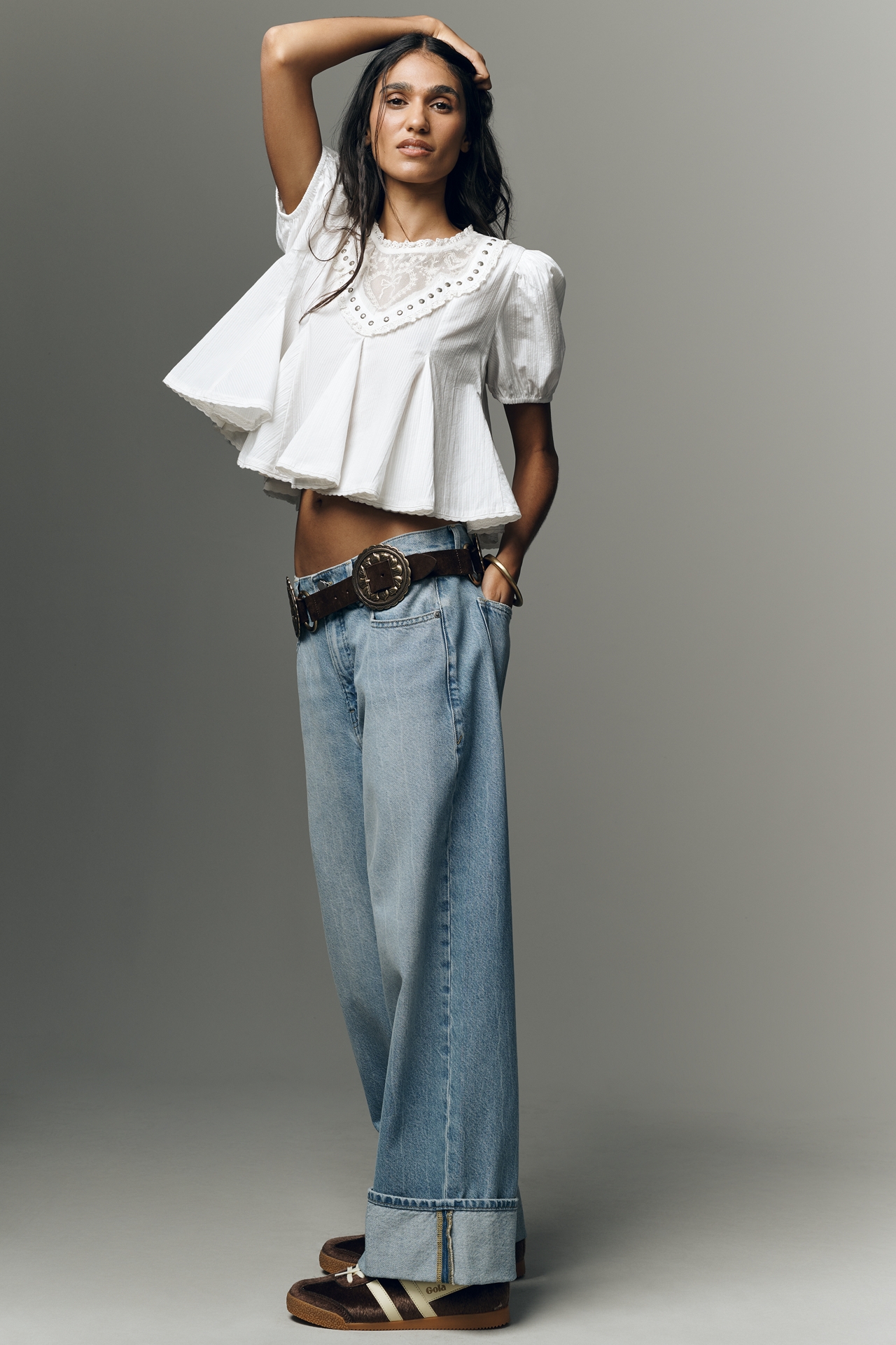 Good American Standard Baggy Cuffed Jeans