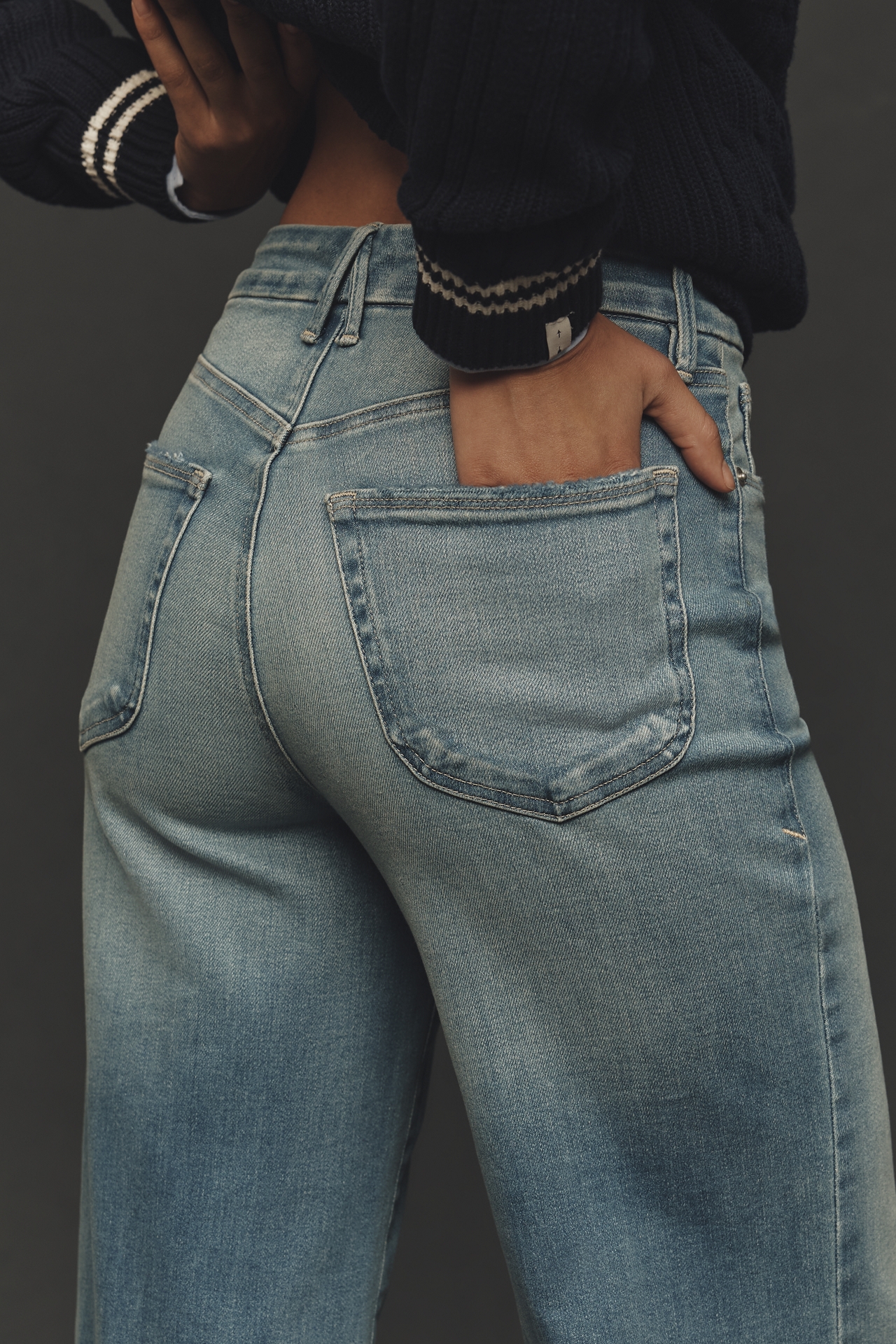 Good American Soft Tech Waist High-Rise Wide-Leg Jeans