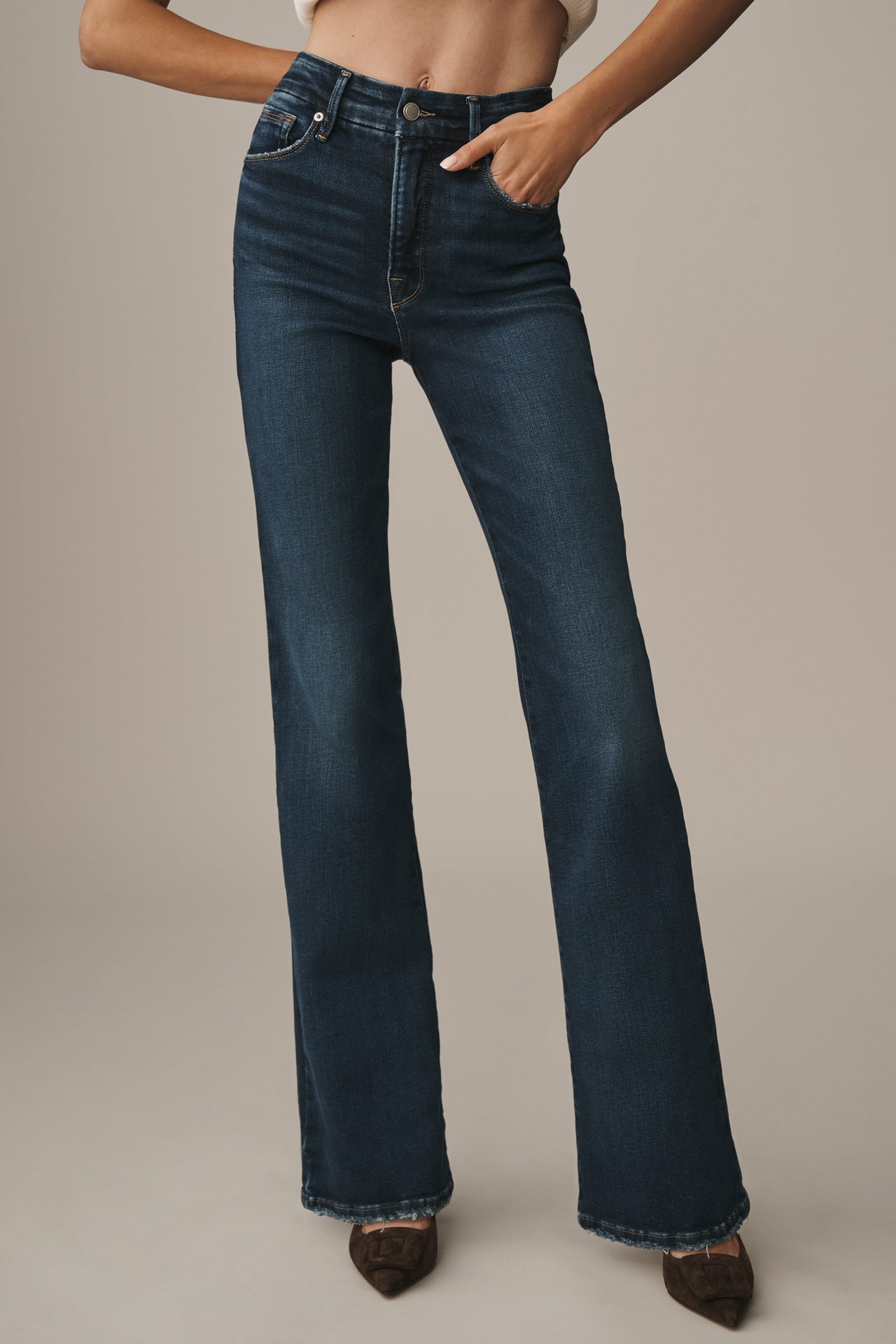 Good American Soft Tech Classic High-Rise Bootcut Jeans